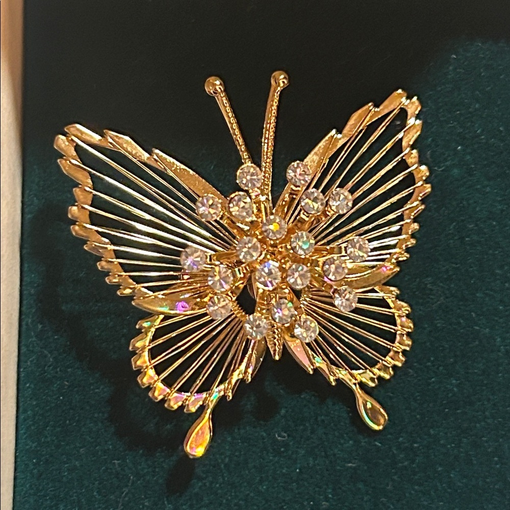 Monet Gold tone Butterfly Brooch